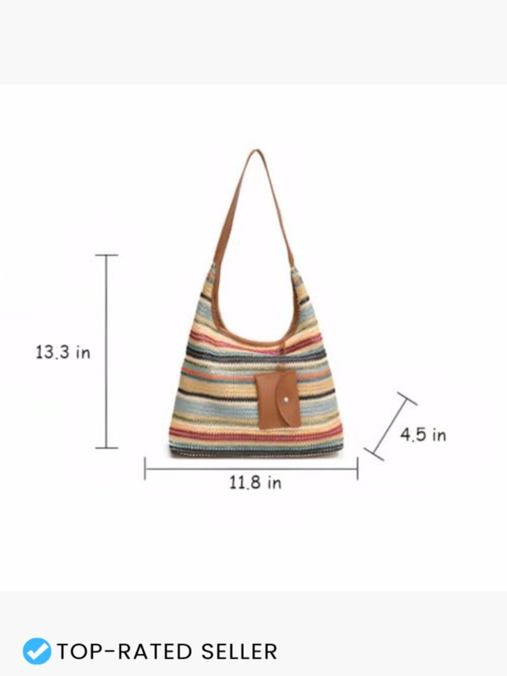 Women's Woven Straw Hobo Shoulder Crossbody Bag Summer Beach Vacation Tote - Picture 4 of 7